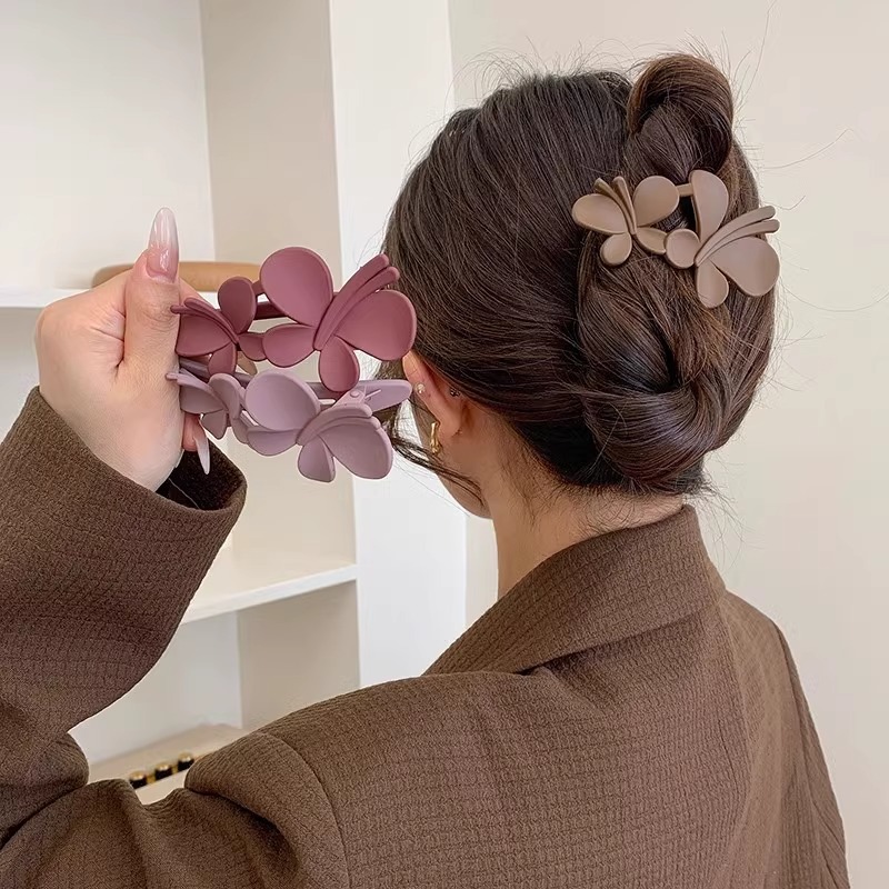 De alta calidad de mariposa horquilla hembra Cabeza trasera updo artefacto temperamento pinza de pelo marrón clip tocado