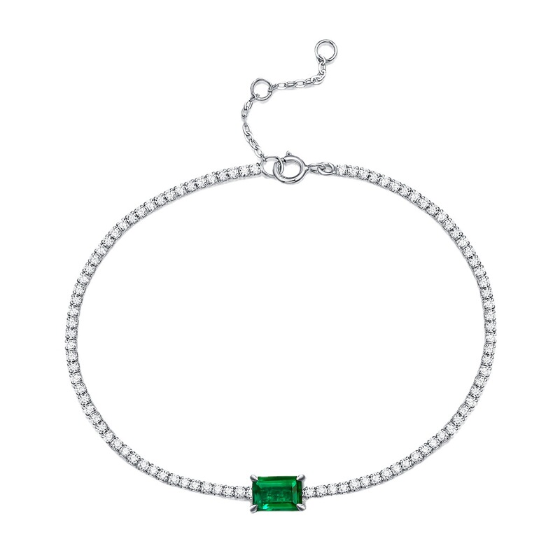 Wholesale Nurturing Emerald Bracelet S925 Silver Plated White Gold Red Sapphire Topaz Jewelry Gift Giving