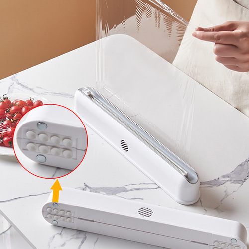 Plastic wrap cutter suction cup wall-mounted plastic wrap cutting box kitchen divider adjustable storage cutter