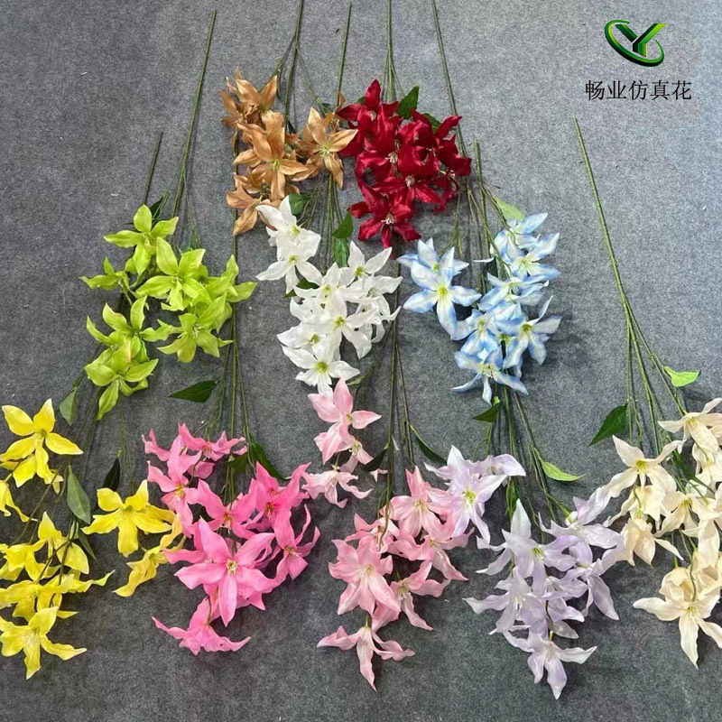 새로운 결혼식 시뮬레이션 꽃 Jialan 백합 작은 백합 결혼식 강당 배경 꽃 줄 도로 가이드 소품 꽃꽂이 도매