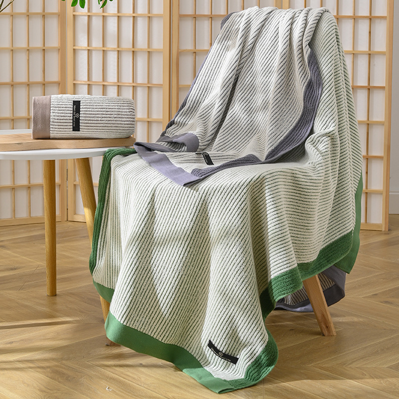 Wholesale Japanese-Style Light Luxury Vertical Striped Square Towel, Combed Cotton Bath Towel, Pure Cotton Supermarket Gift, Face Wash, Home Use