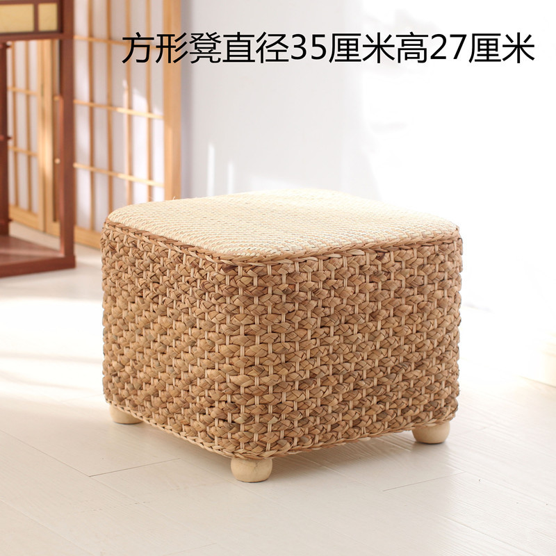藤編みの低い腰掛けのベランダの腰掛けのベンチのソファーの腰掛けの草編みの家庭用の腰掛けの小さい腰掛けの丸い腰掛けの畳の椅子の北欧