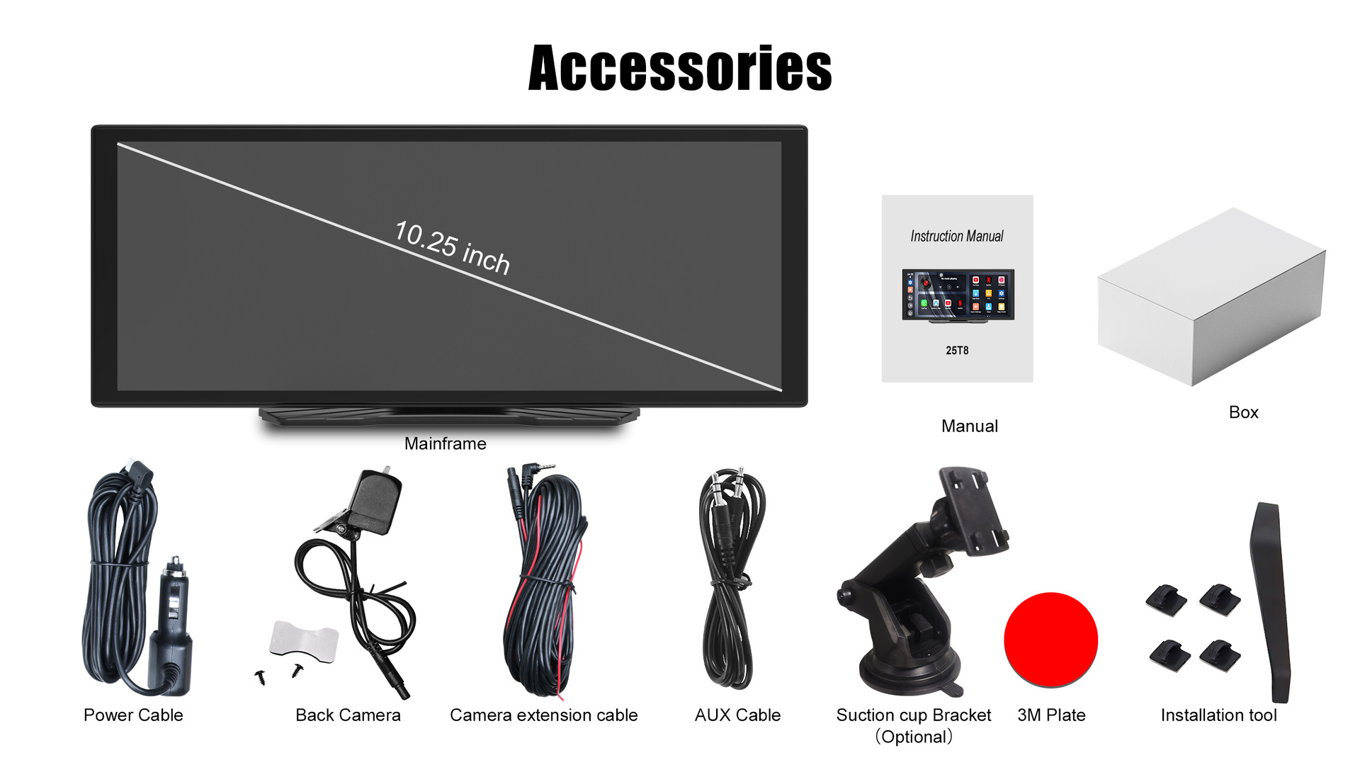 10.25inch Car-Mounted Portable Screen Navigator Wireless Carplay Car Reversing Camera High-Definition Driving Recorder