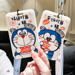 Doraemon Lunch Card Case Keychain Combo Public Transport Card Protection Strap Ins Campus Card Necklace Slip Cover Hard Couple