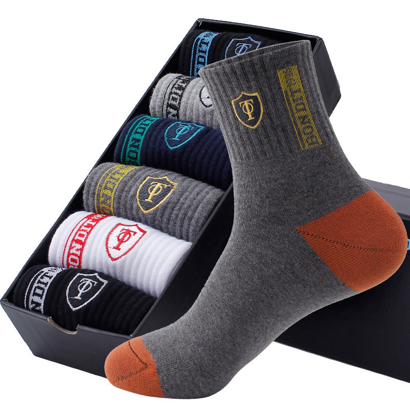 L Autumn and Winter Socks Men's Pure Color Socks Trophy Socks Mid-Calf Socks Deodorant Sweat-Absorbent Socks for the Elderly Breathable Men's Socks