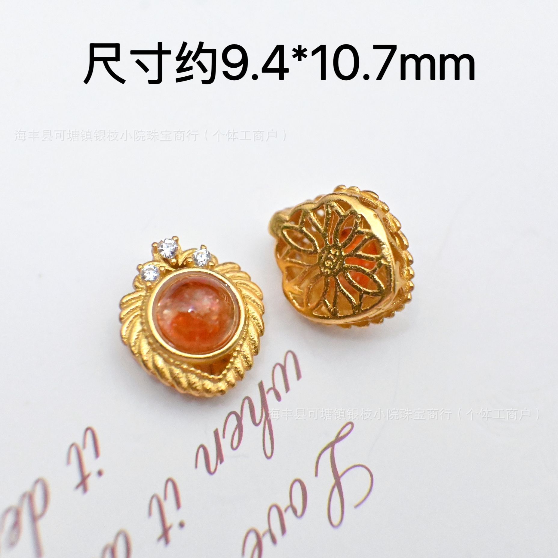 Manufacturer Wholesale S925 Silver Inlaid Natural Gold Sunstone Crystal DIY Through-Hole Accessories Spacer Bead Pendant Bracelet Material