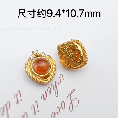 Silver Inlaid Natural Gold Sunstone: Zərgərlik ara hissələri - golden-sun-round-lotus