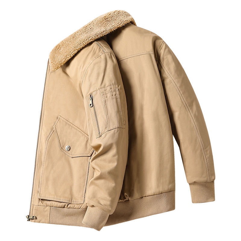 Chaqueta de hombre de comercio exterior transfronterizo Amazon hombre chaqueta cálida de invierno con solapa de algodón de lana chaqueta casual hombre