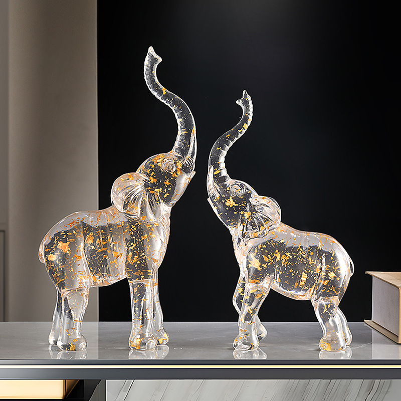 Crystal Elephant Ornaments Modern Light Luxury Wine Cabinet Creative Office Emotional Stability Ornaments Gypsy Decorations Gifts