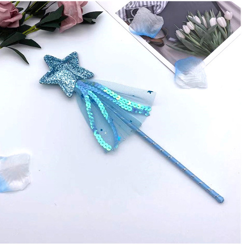 Glitter Mesh Star Fairy Wand Cute Children Princess Cat Toy Halloween Costume Party Props