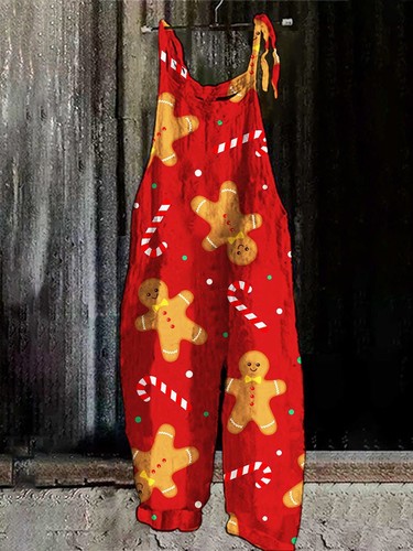 2024 New Arrival Women's Fashion Cross-Border Apparel: Amazon European and American Style Spring/Summer Sweet Christmas Print Retro Jumpsuit