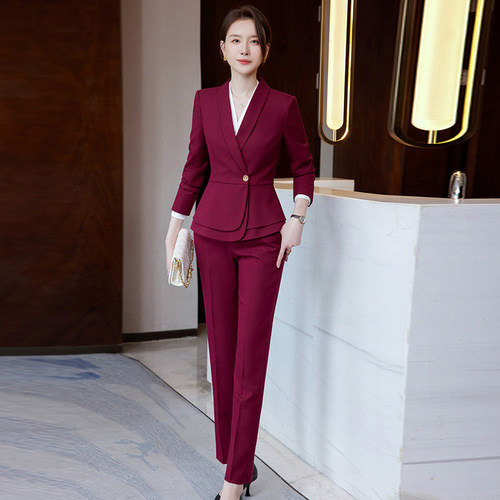 Business suit suit women's formal wear spring, autumn and winter new hotel front desk workwear jewelry store beautician work clothes