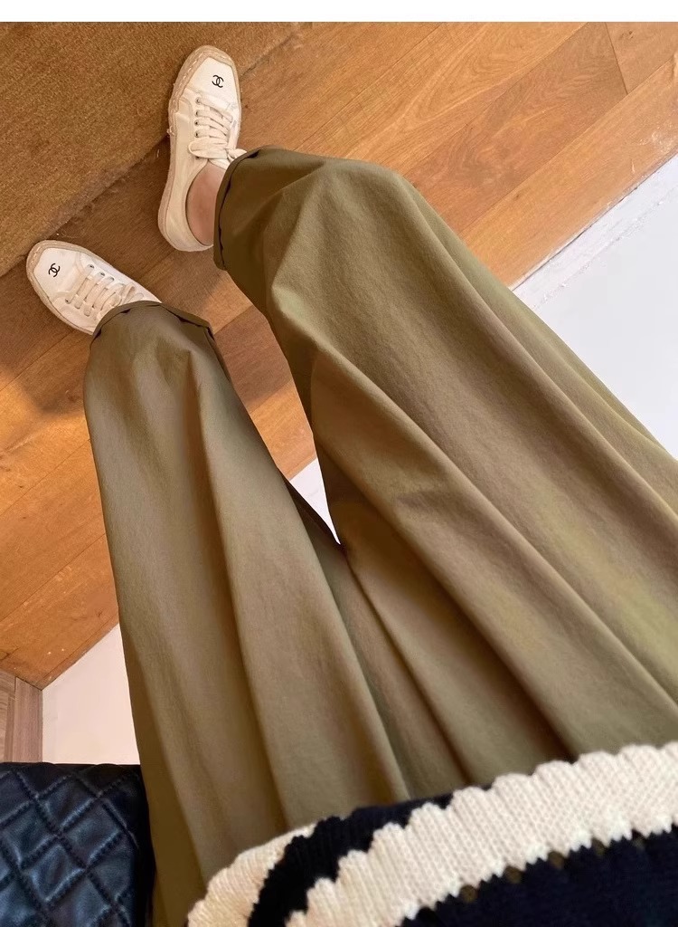 Quần dài ống đứng nữ vải lụa băng mỏng mùa hè, dáng suông thoáng khí, cỡ lớn cho người mập — 9 phân mẫu mỏng màu đen chi tiết 12