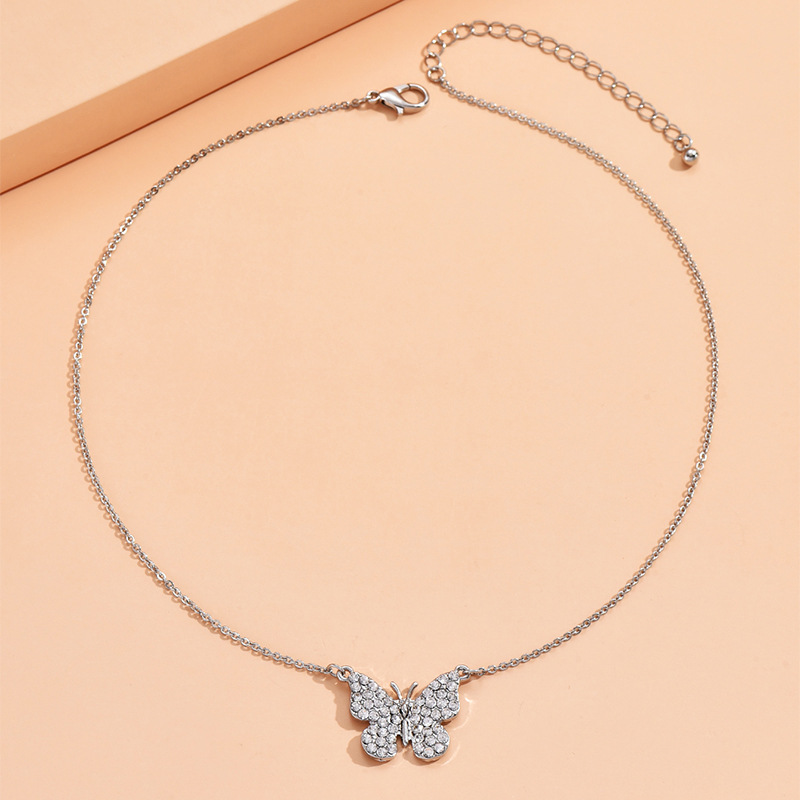 1 Piece Fashion Butterfly Alloy Plating Inlay Rhinestones Womenu0027S Pendant Necklace