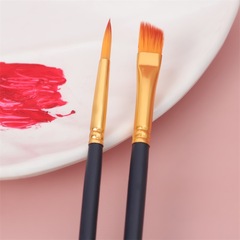 Cross-border Nylon Hair Paint Brush Set of Five Student Art Supplies Watercolor Brush Flat Acrylic Oil Paint Brush