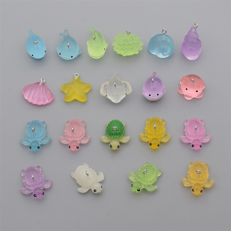 Ocean Series Luminous Whale Conch Turtle Shell Ornaments Pendant DIY Earrings Keychain Accessories Material