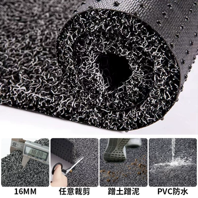 Wholesale Pvc Wire Loop Floor Mats, Thickened Wire Loop Mats, Customizable Car Floor Mats, Commercial Anti-Slip Mats for Malls and Hotels (Avtomobil döşəmə paspasları) - black-gray-nail-bottom-16mm-thick-6080cm-car-drivers-position
