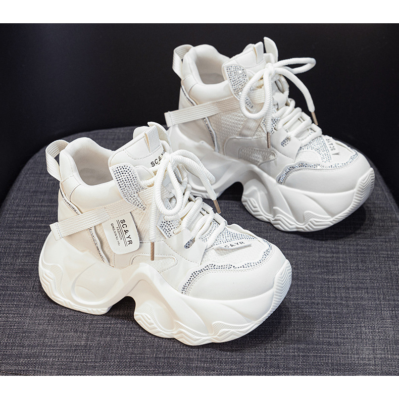 Giày sneaker nữ đế dày tăng chiều cao mùa thu 2025 phong cách hot trend buộc dây — M2936 lót đơn màu đen, M2936 lớp lót đơn màu xám, M2936-1 plus nhung đen, M2936 lớp lót đơn màu be chi tiết 23