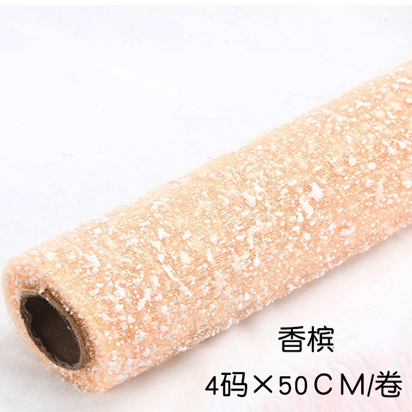 Fábrica en stock venta al por mayor DIY flor ramo floral material de embalaje copo de nieve espuma gasa malla longitud 4 yardas nieve punto gasa