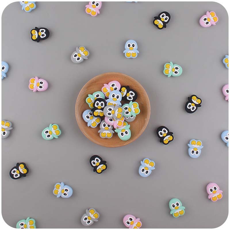 Bebé suministros de dibujos animados animal silicona pingüino mordedor creativo DIY bebé molar pezón cadena anti-gota accesorios de la cadena