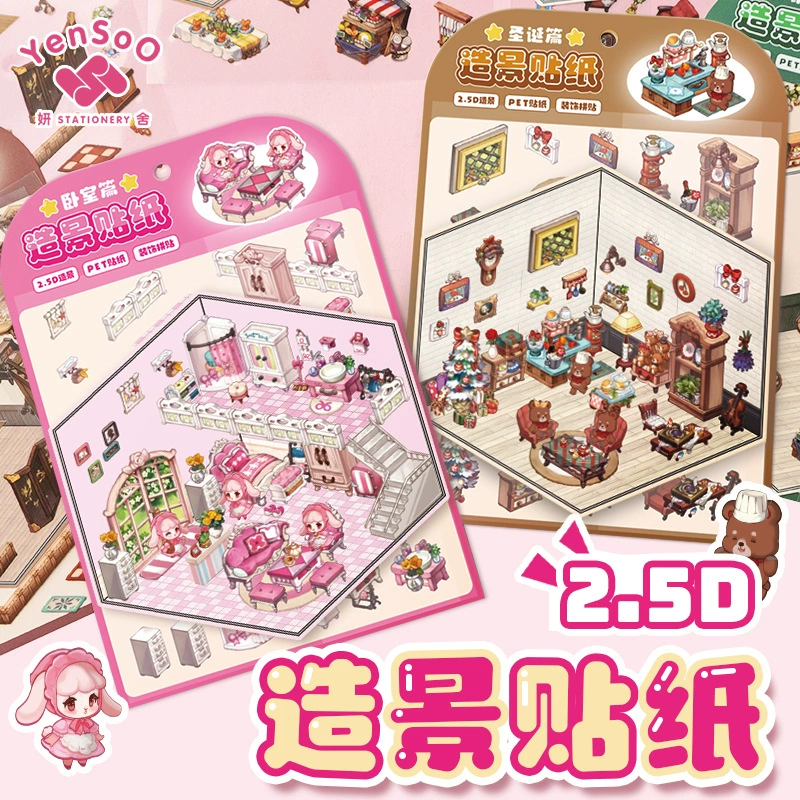 Small sticker, three dimensional hut, 3D, scheduler