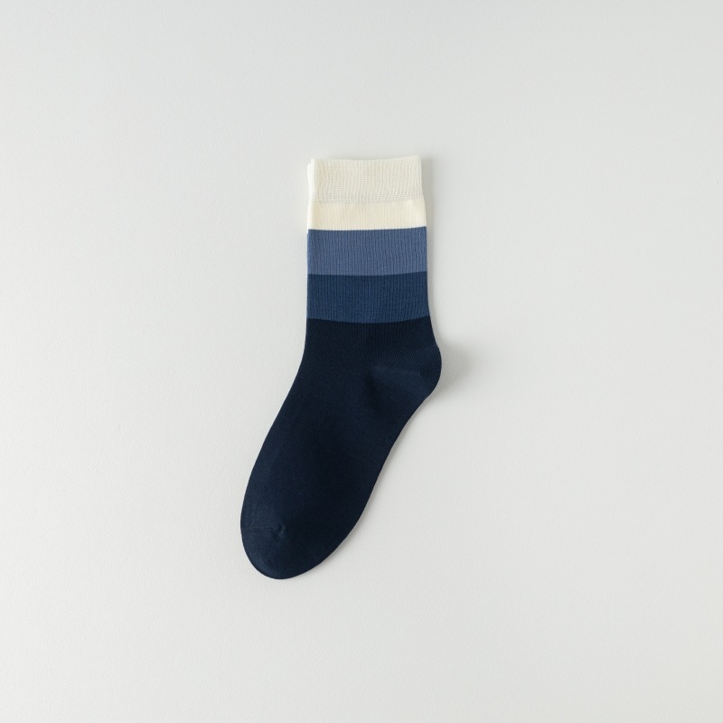 2025e Mid-Calf Spring And Autumn Thin Seamless Long Men's Sweat-Absorbing Deodorant Business Color-Block Ins Trend Socks_voghion.com