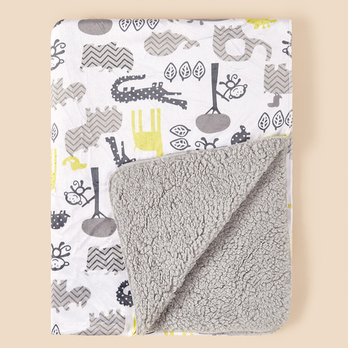 Newborn baby quilt blanket double-layer autumn and winter cover quilt printed short plush children's blanket cartoon-style bundle blanket mother and baby small blanket