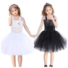 工廠定制兒童網紗蓬蓬裙小天鵝公主裙舞蹈表演服生日禮服裙攝影服