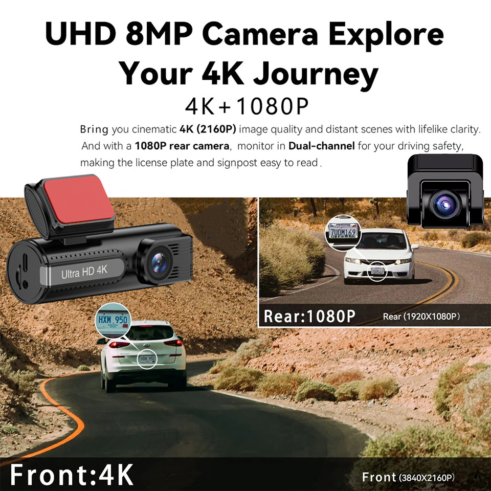 クロスボーダー4kドライブレコーダーWifi超高精細前後ダブルカメラ24時間駐車監視GPSバック映像