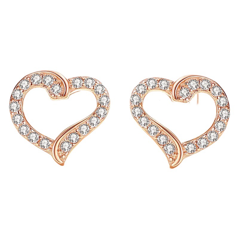 Lujo ligero estilo de diamante corazón completo pendientes de diamante japoneses y coreanos 925 pendientes de moda de plata esterlina nicho amor pendientes de mujer