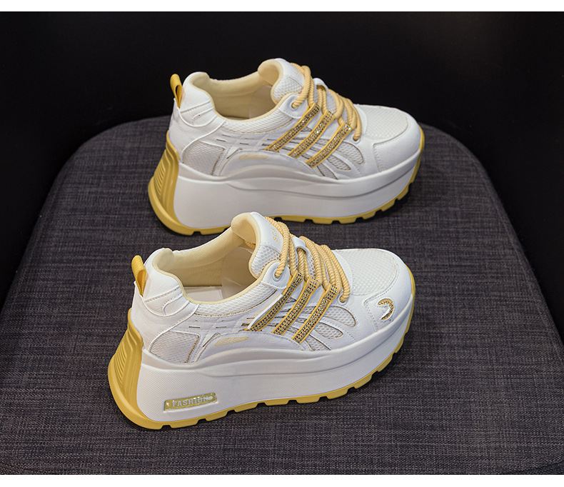 Giày sneaker nữ đế dày tăng chiều cao lưới thoáng khí mùa hè — Tím 5039, Trắng 5039, Vàng 5039 chi tiết 28