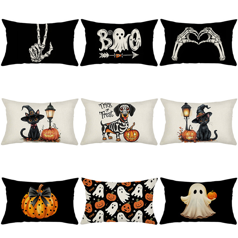 Cross-Border Halloween Printed Pillow Polyester Printed Home Living Room Sofa Decorative Cushion Cover Bedroom Pillow Cover