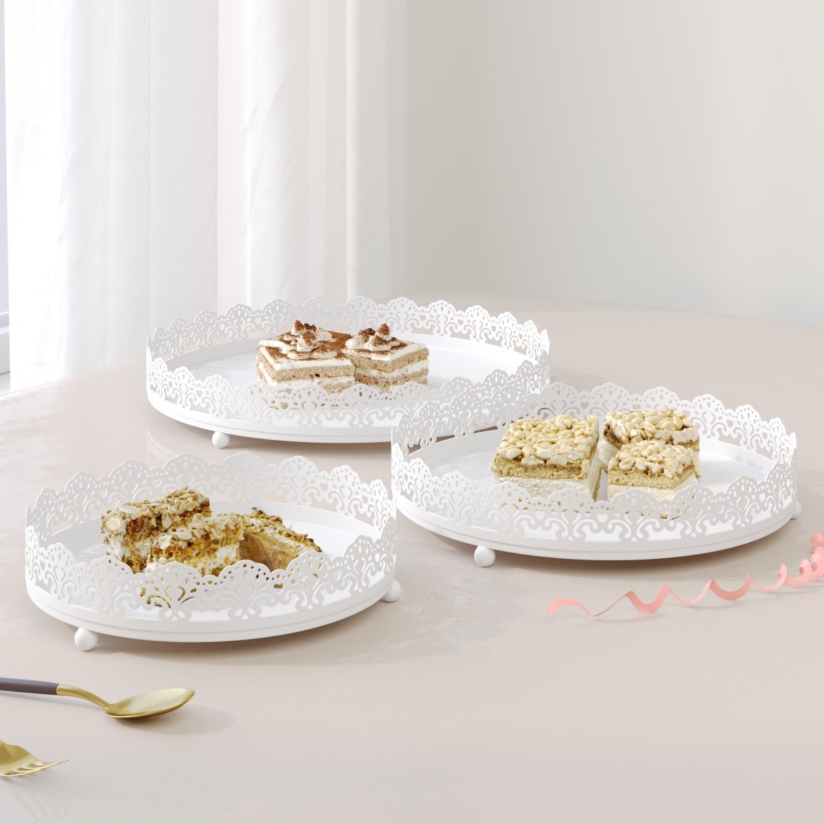 Juego de Soporte para Pasteles de Hierro para Mesa de Postres, Bodas y Cumpleaños