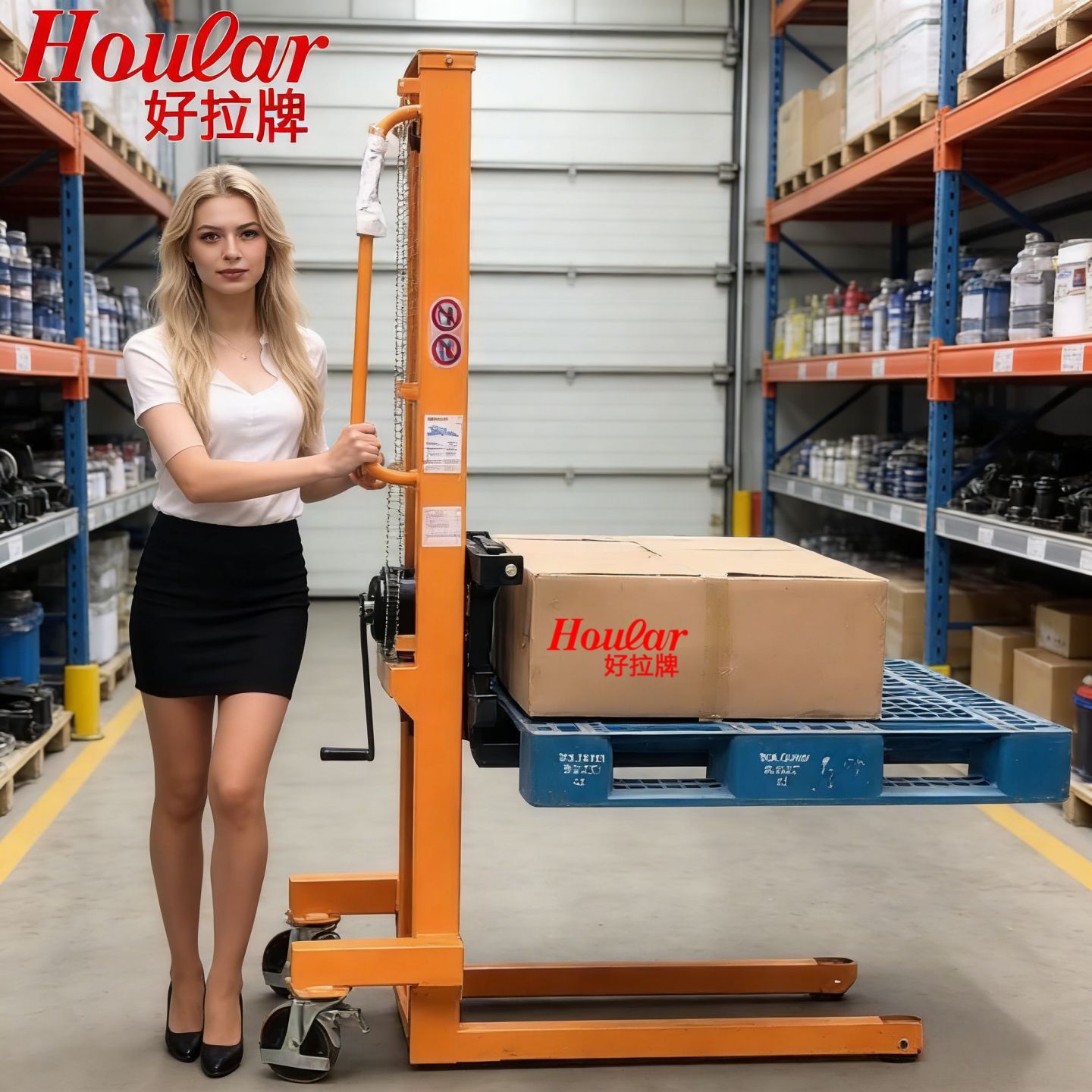 现货供应250KG/1.56米手摇式升高车液压装卸车手动升降车手摇叉车