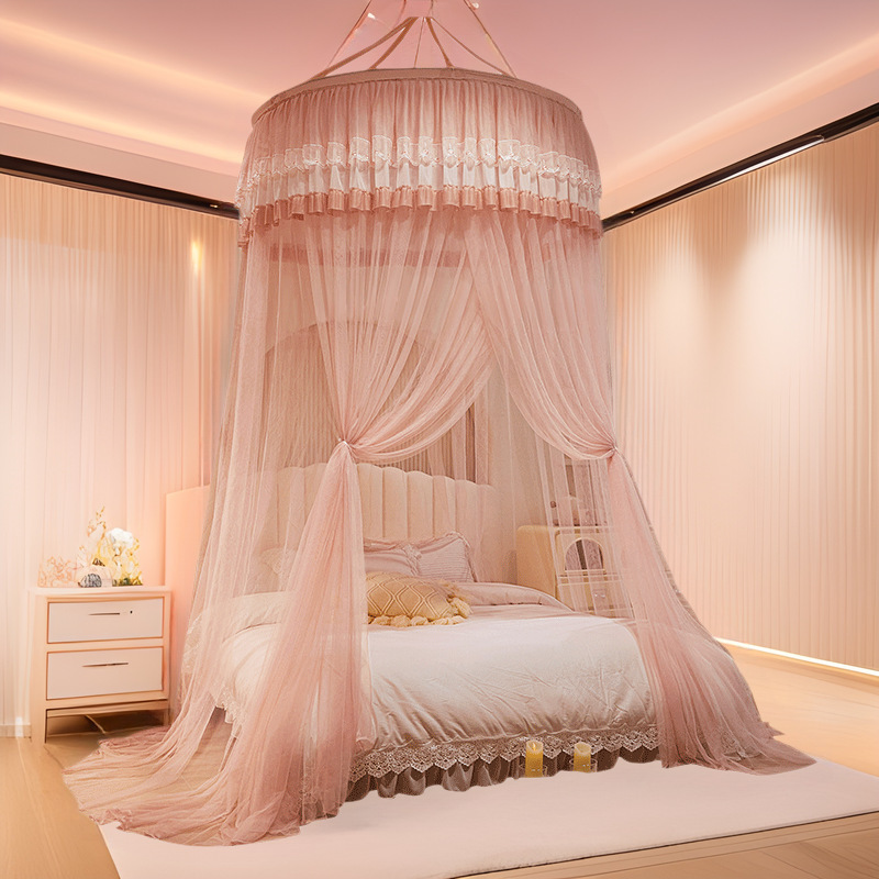 Princess Style Dome Mosquito Net for Home Bedroom 2025 New Installation-Free Bed Curtain Curtain Floor-Standing Hanging Net for Kidsren and Girls