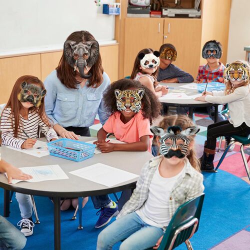 Cosplay Kindergarten Cartoon Animal Birthday Party Masks 16 Animal Masks Jungle Animal Paper Masks