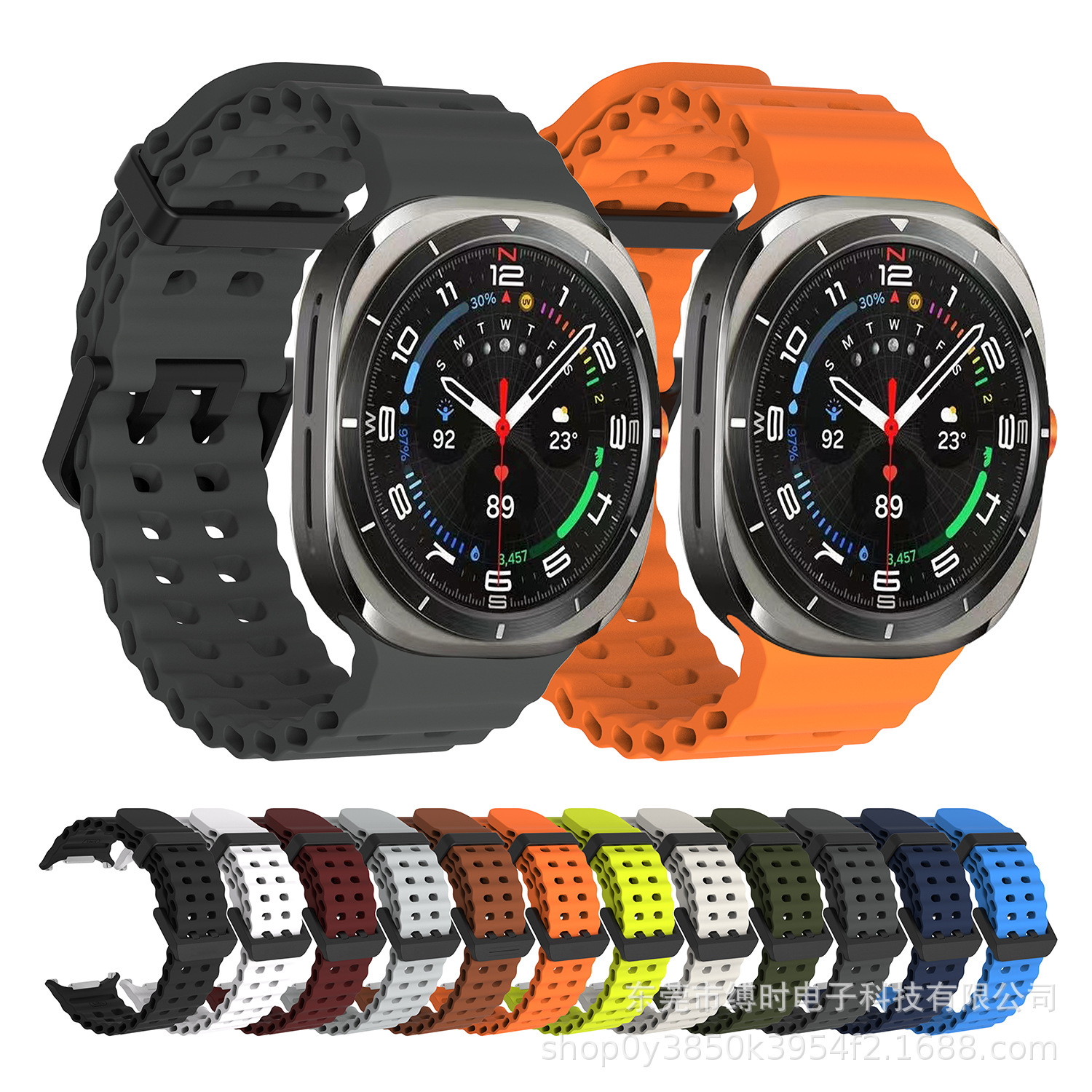 Suitable for Samsung Watch7Ultra Watch Strap, Porous Breathable Silicone, Marine Double-Row Double-Buckle Smart