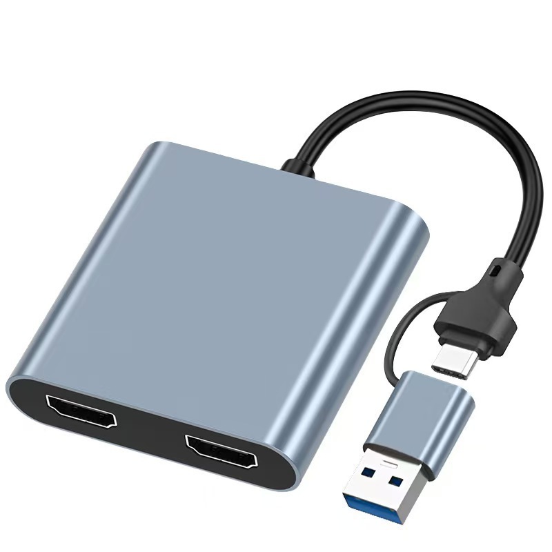 TYPE-C+USB ダブルヘッド ツーインワン ドッキング ステーション デュアル HDMI コンバータ USB3.0 スプリッター ハブ ドッキング ステーション|undefined