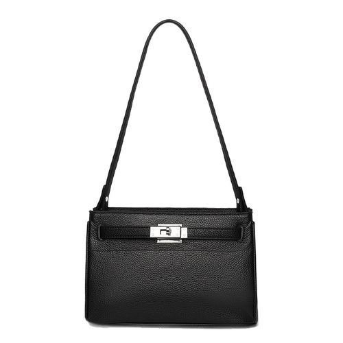 Leather crossbody bag with stylish clasp, women's simple shoulder bag, soft leather, high-quality small square bag