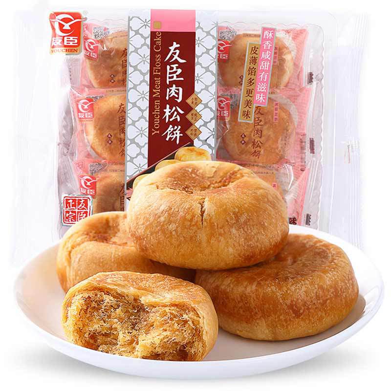 友臣肉松饼208g/袋散装批发早餐面包传统糕点零食散装代发可整箱