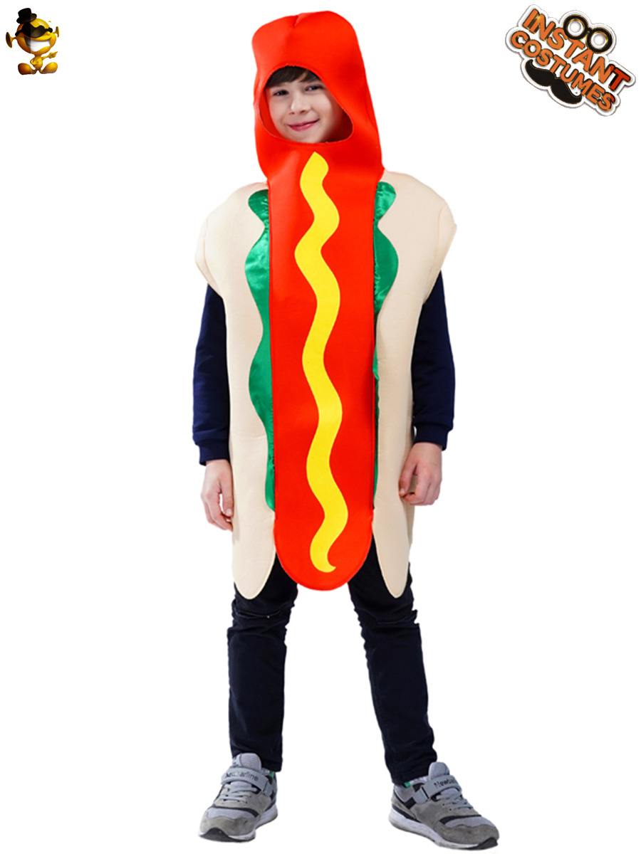 Los niños de Halloween parodia traje de perro caliente comida divertida fiesta de perro caliente Cosplay traje Cosplay