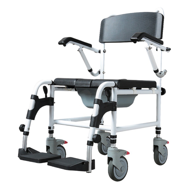 Silla de inodoro para ancianos con ruedas Silla de baño para pacientes en el hogar con freno inodoro móvil plegable al por mayor