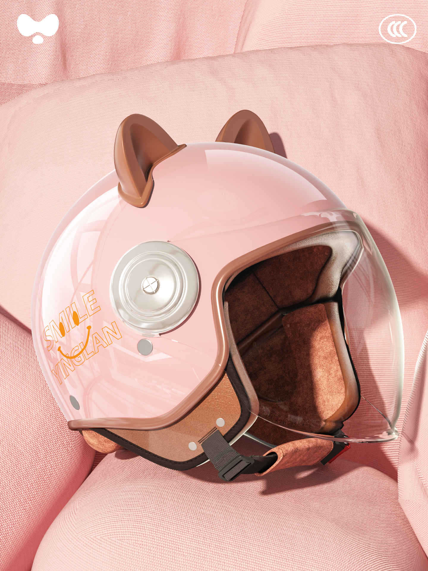 Motosiklet kaskı (dəbilqə) — Motuoche Yinglan Children's Helmet - class-a-new-3c-adult-cherry-blossom-pink-hd-long-lens-one-size
