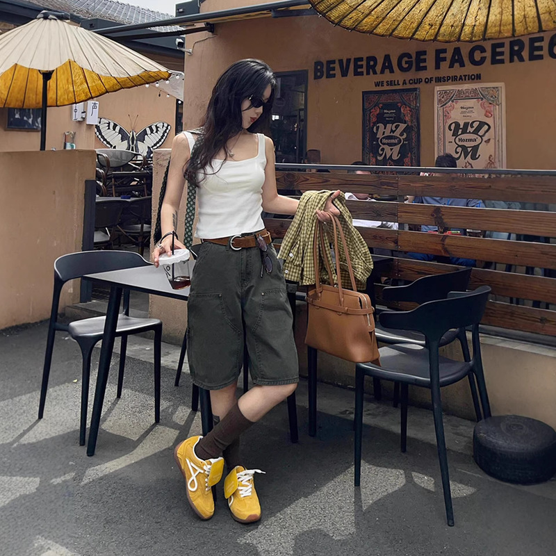 Plus-Size American-Style Workwear Denim Shorts for Women, Summer High-Waisted Slimming Straight Wide-Leg Mid-Length Pants Plus-Size American-Style Workwear Denim Shorts for Women, Summer High-Waisted Slimming Straight Wide-Leg Mid-Length Pants
