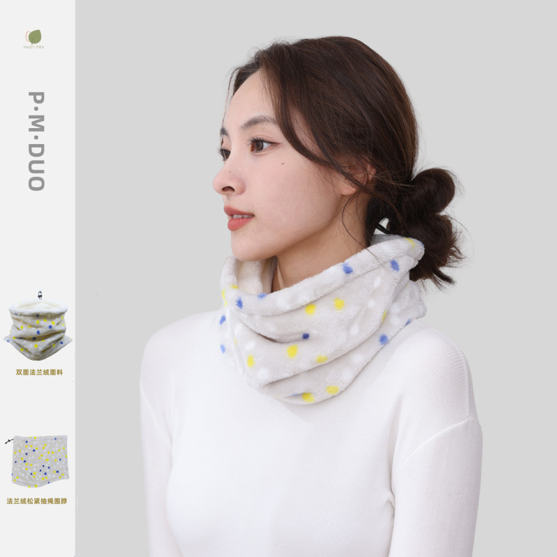 琵曼朵 新款加绒加厚套头围脖套冬季法兰绒纯色加绒防风护颈脖套|undefined