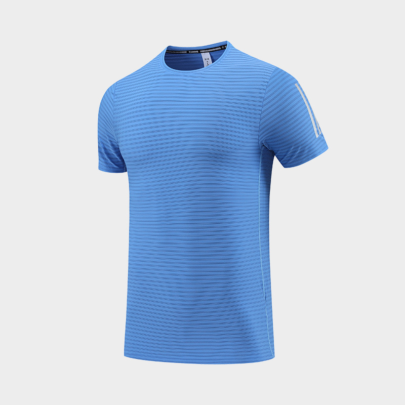 Camiseta Deportiva de Secado Rápido para Hombre, Cuello Redondo, Manga Corta, de Seda de Hielo, para Entrenamiento y Running, Comercio Exterior Transfronterizo