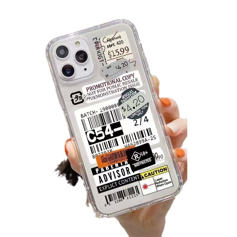 Etiquetas en inglés para iphone16promax funda para teléfono móvil transparente Apple 15 anti-caída 14pro Europa y América 13/12