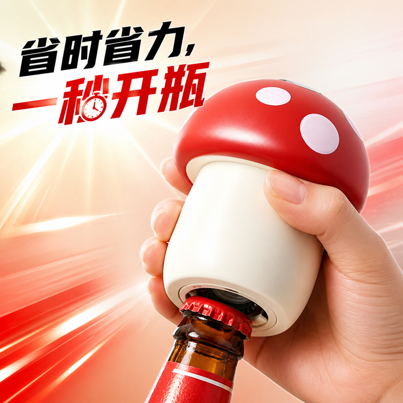2-in-1 Multifunctional Mushroom Bottle Opener, Portable and Quick to Use, Creative Can and Beer Opener, New Model
