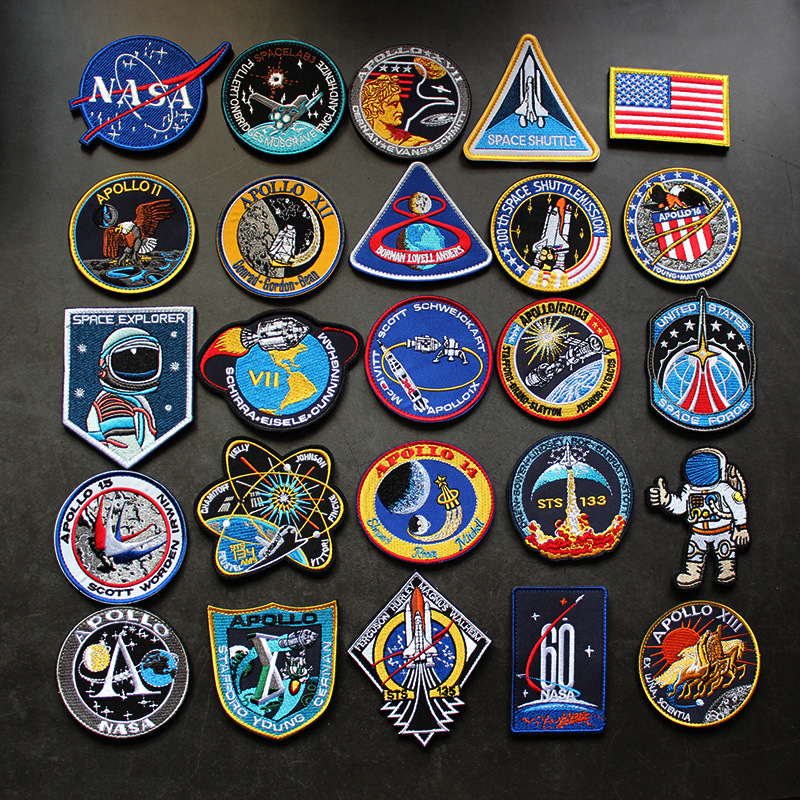 Jianrui Cross-Border Supply Embroidered Apollo Space Badge Velcro Patch for Backpacks