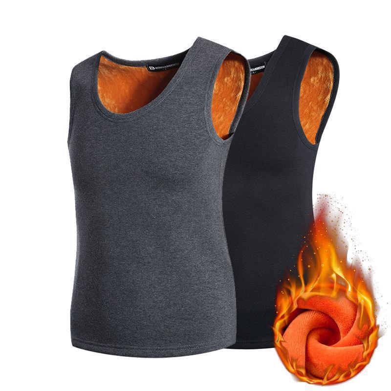 Men's Autumn and Winter Thermal Vest Sleeveless Fleece Thickened Cotton Vest Heated Base Layer Waistcoat